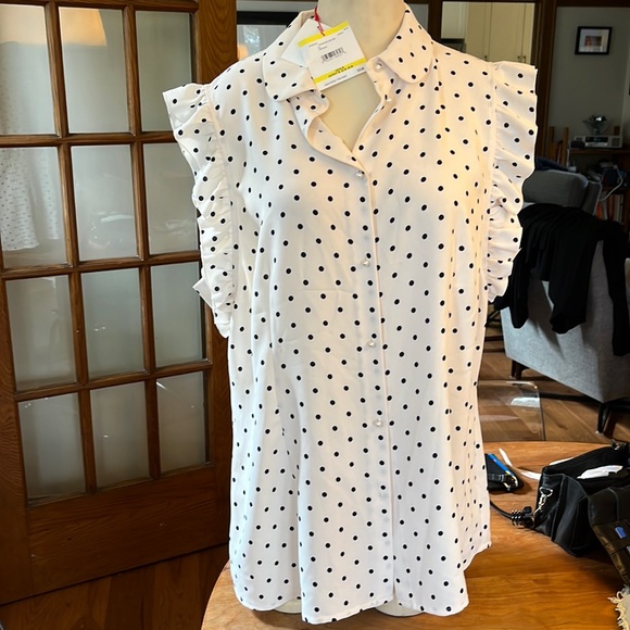 Anne Klein Ruffled Sleeve Blouse - Picture 1 of 6